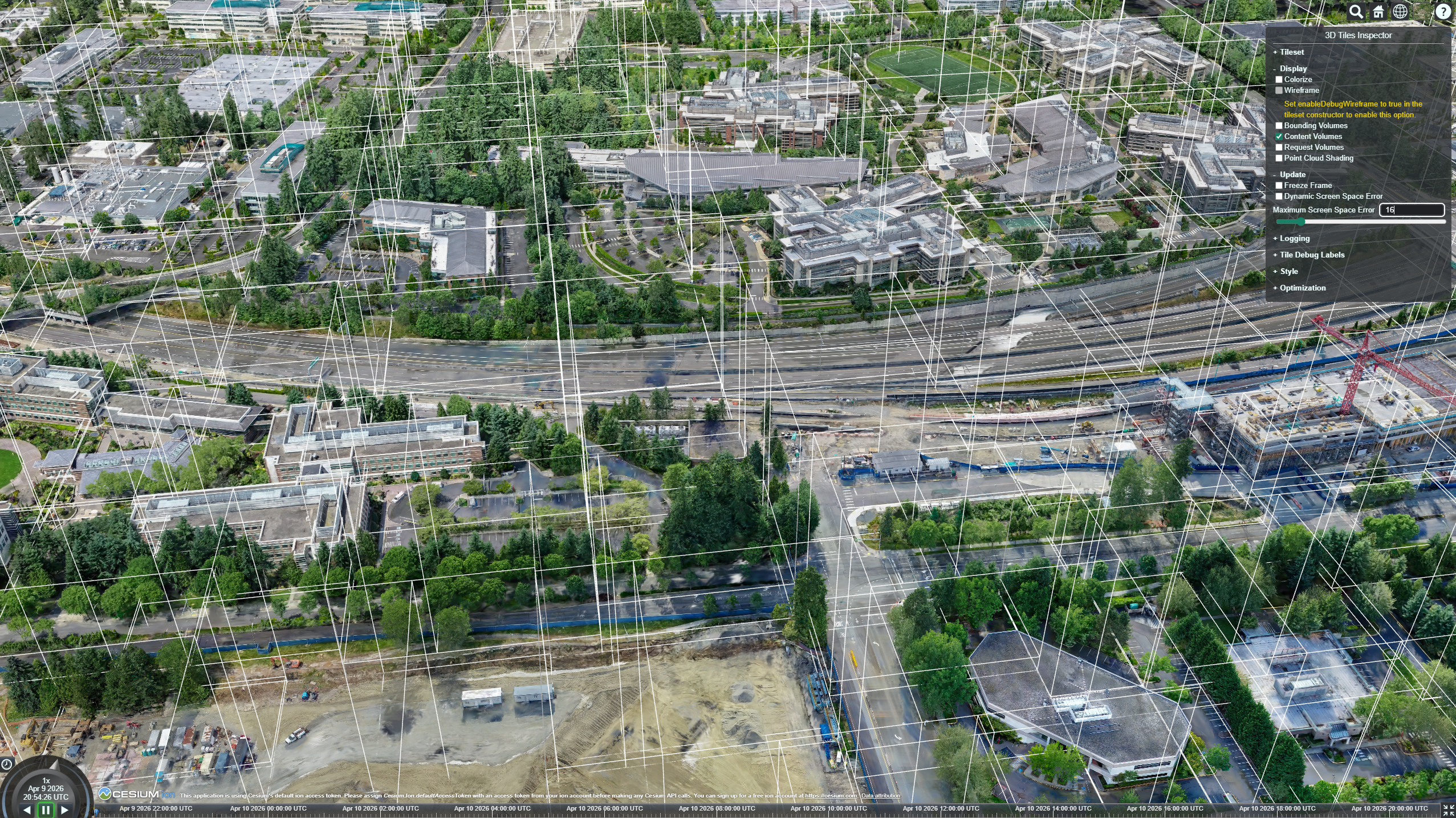 Smaller, denser content volumes indicate earlier refinement, resulting in higher visual fidelity with more detailed tiles visible at this zoom level.