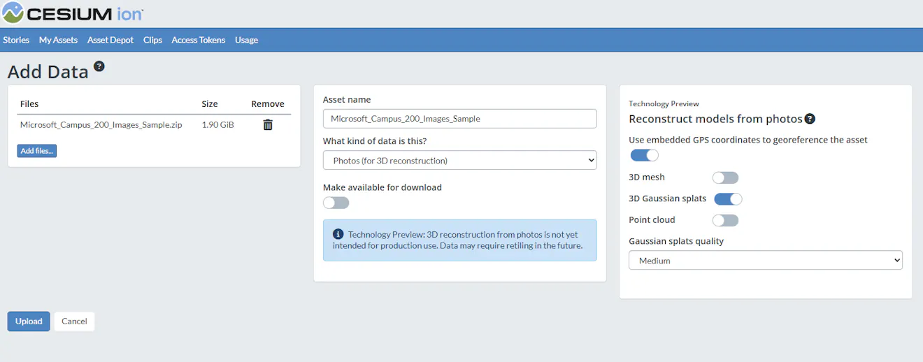 When exporting your dataset, select Gaussian splats as the output type. 