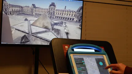 EarthRunner on screen by a treadmill