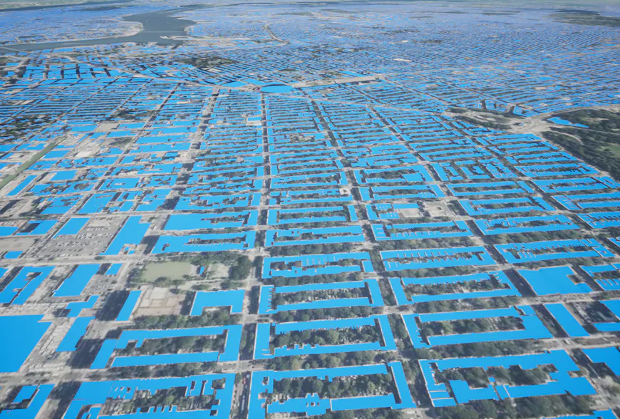 New York City building footprints tiled as 3D Tiles through Cesium ion, streamed in Cesium for Unreal using the new vector tiles raster overlay. 