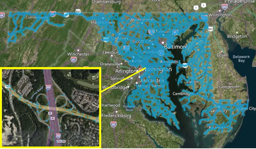 300K points assets detected by computer vision by Blyncsy visualized in CesiumJS