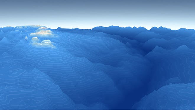 A visualization of the underwater terrain of Mariana Trench 