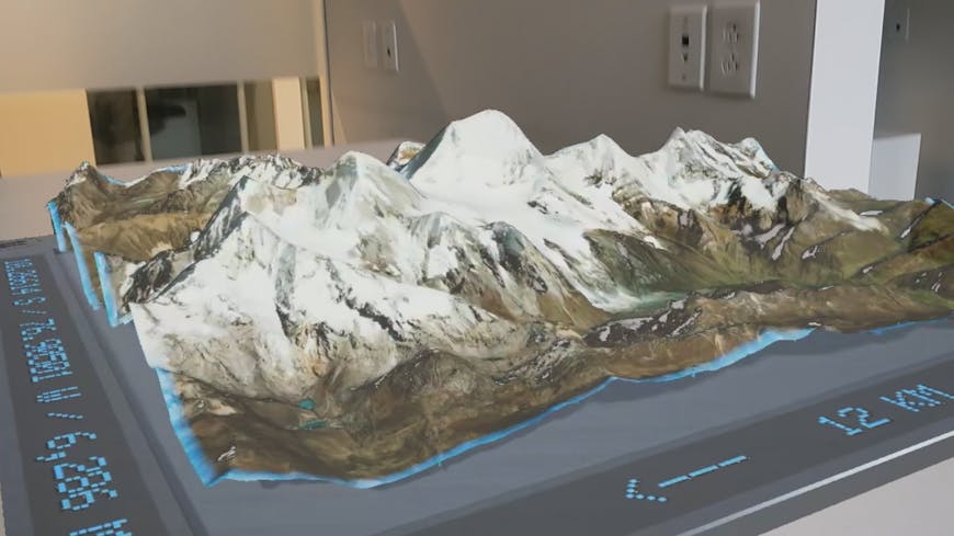 Screenshot from Project Anywhere XR, developed by Cesium, Epic Games, Microsoft, and NVIDIA for HoloLens 2