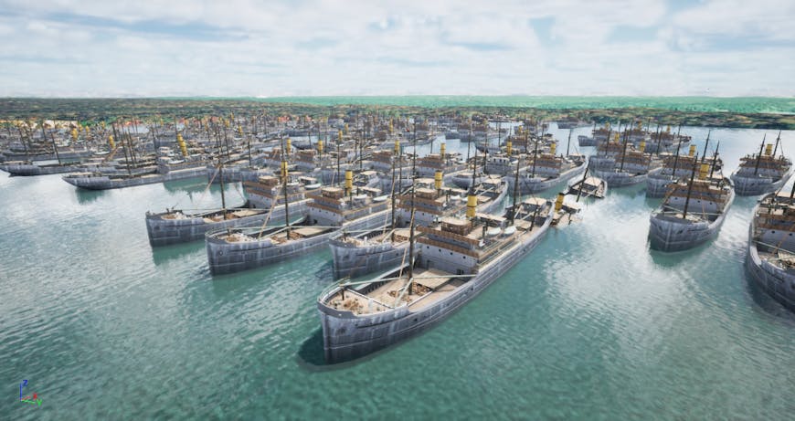 Ships in Mallows Bay visualized in Cesium for Unreal