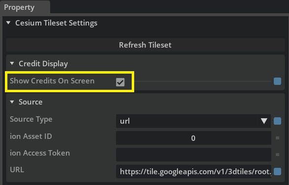 Enable Show Credits On Screen to comply with the Google Maps Terms of Service.
