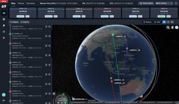 Omniscience, Umbra’s internal satellite visualization tool, is powered by CesiumJS. Courtesy Umbra.