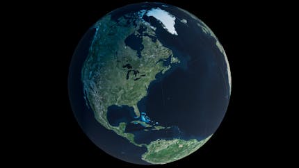 Screenshot of the earth from space in O3DE. Created with Cesium for O3DE. 