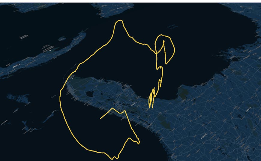 Flight path of balloon measuring Hurricane Ian