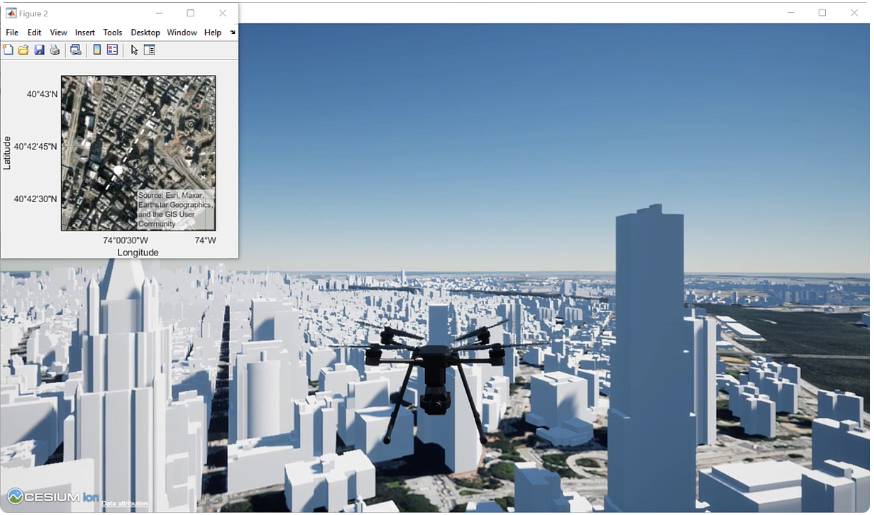 UAV flight planning using MathWorks and Cesium for Unreal.