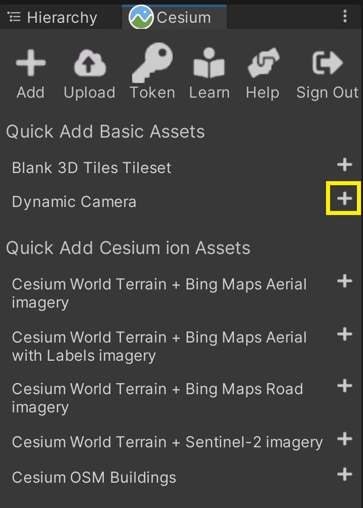 Add a Dynamic Camera from the Cesium panel