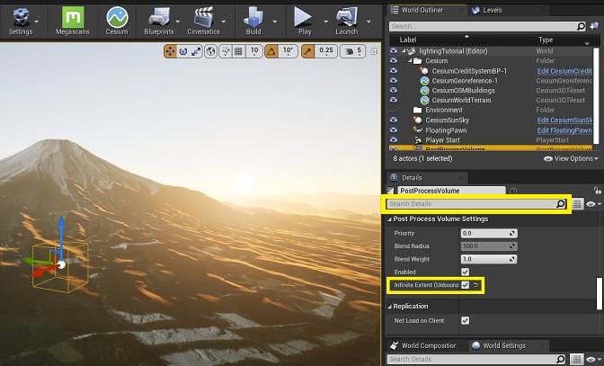 Infinite extent control in UE Editor