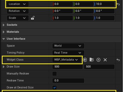 Widget component setup