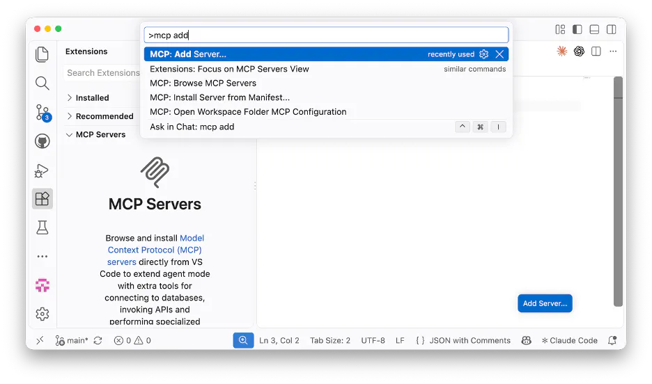 Adding MCP server to VS Code