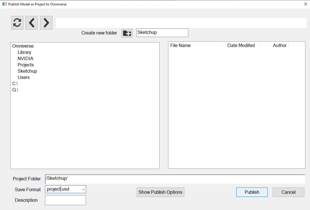 Publish your USD to a Nucleus server or a location on disk.