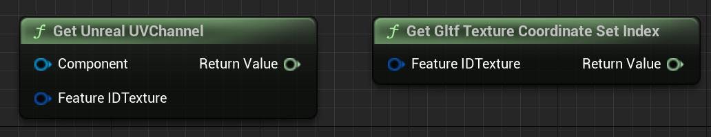 Cesium for Unreal tutorial: Upgrade to 2.0 Guide. Two Blueprint nodes, Get Unreal UV Channel and Get Gltf Texture Coordinate Set Index.