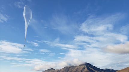 WindBorne Global Sounding Balloon in the air over Svalbard