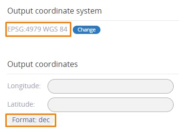 Cesium for Omniverse/Revit tutorial: Under Output coordinate system, ensure that EPSG:4979 WGS 84 is selected and that the format under Output coordinates is set to dec.