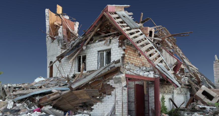 3D model of destroyed house in Ukraine