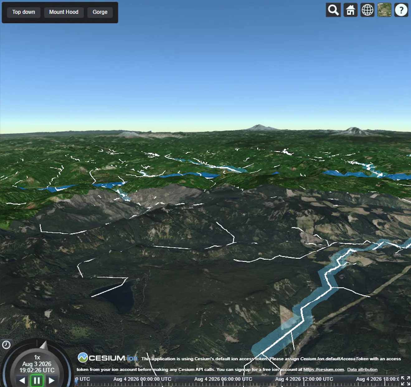 vector draping view in Cesium ion