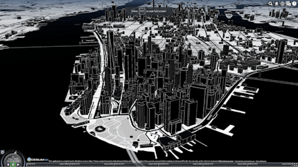 Stylized view of New York City using 3D Tiles with the new showOutline property on ​​Stamen Toner imagery.