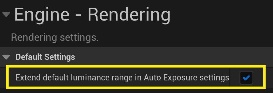 Search in the top bar for Extend Default Luminance Range In Auto Exposure settings. Check the box.