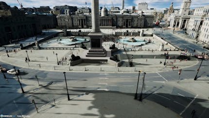 Crowds simulated in Trafalgar Square by CAE