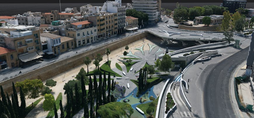 3D reconstruction of Eleftheria Square of the city of Nicosia (designed by Zaha Hadid Architects) in iNicosia digital twin.