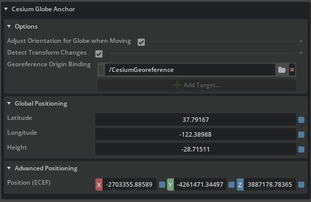 Cesium for Omniverse tutorial: placing objects on the globe. We can also specify Longitude/Latitude/Height or Earth-Centered, Earth-Fixed coordinates directly on the Cesium Globe Anchor to place the object with precise numerical coordinates.