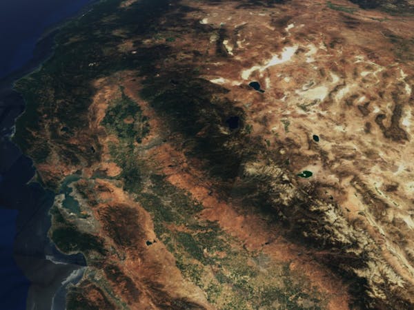 Sentinel-2 cloudless satellite imagery of the West coast of the United States 