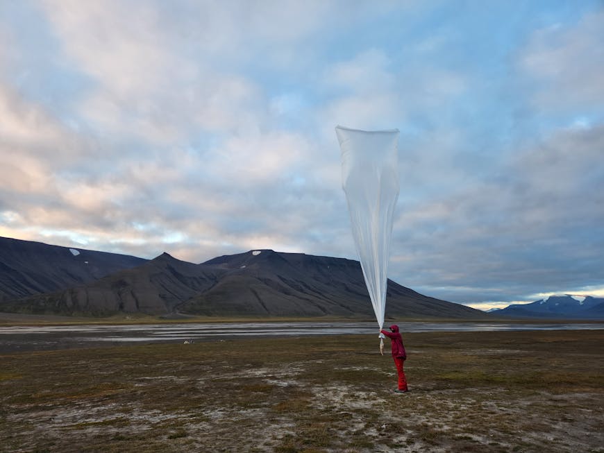 WindBorne’s 362nd Global Sounding Balloon on the ground, shortly before release.