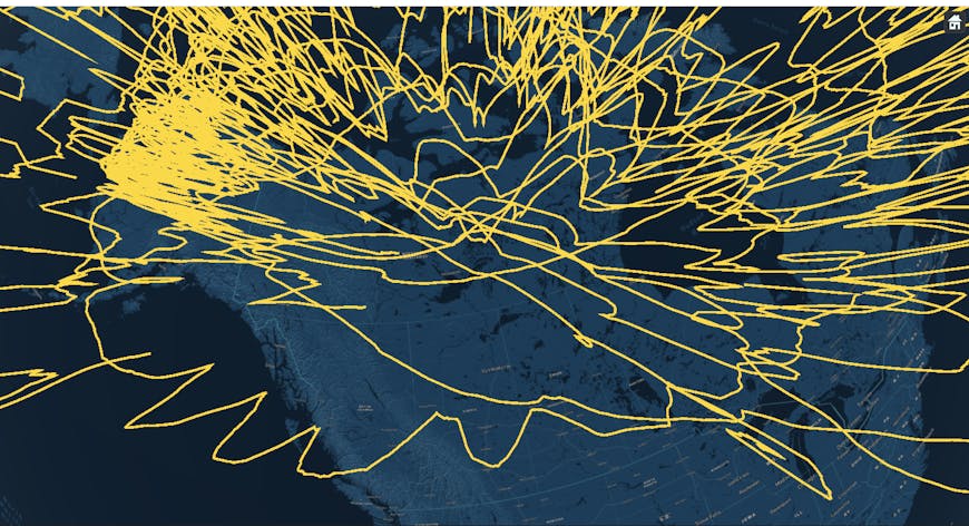 Flight paths of WindBorne Systems weather balloons