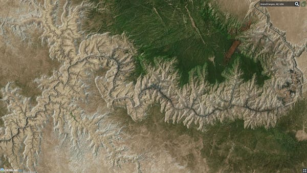 Satellite imagery of the Grand Canyon in Arizona