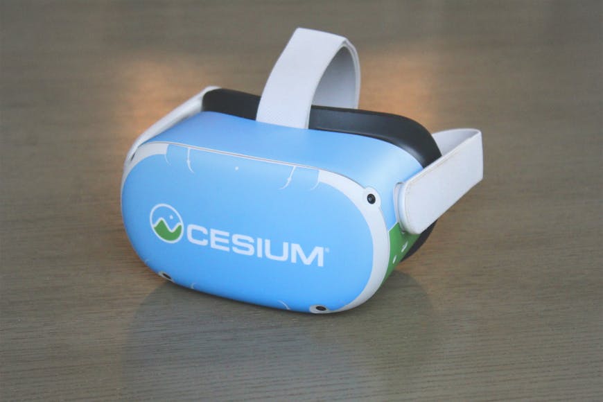 VR headset with Cesium logo