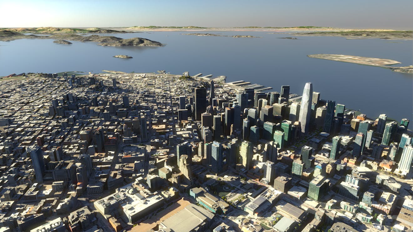 Cesium for Omniverse scene set in San Francisco, California, USA.