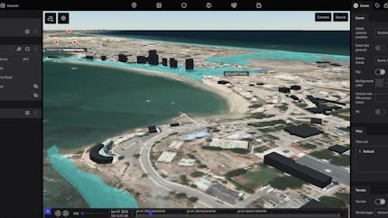 Tsunami simulation in Salinas, Ecuador, in Eukarya's Re:Earth platform, powered by CesiumJS