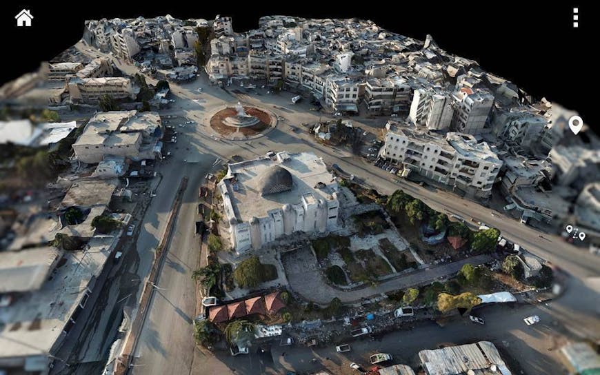 3D model of an urban center in Idlib, Syria, in Reveal's Farsight app