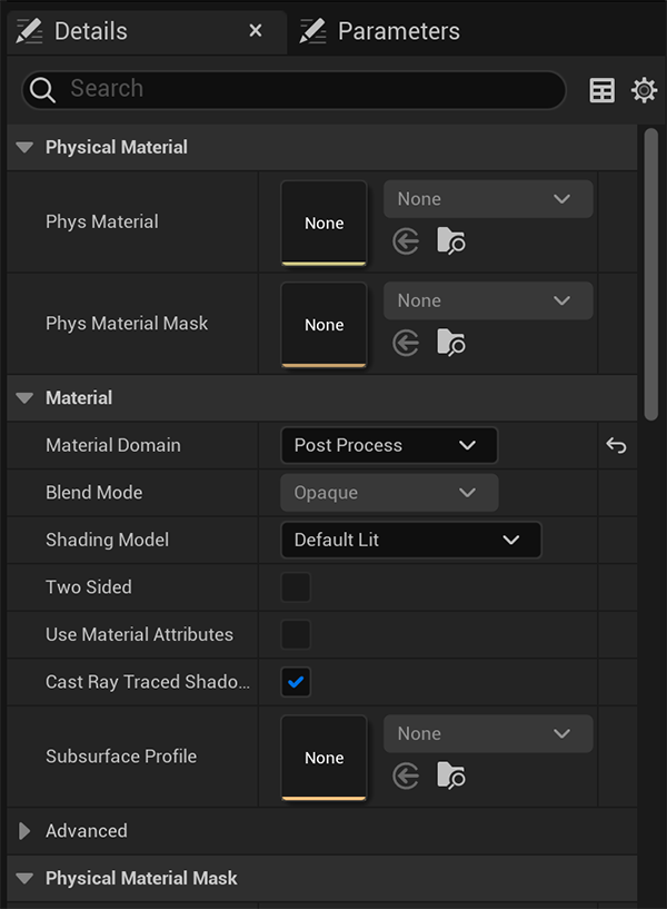 The details of the vignette post process material