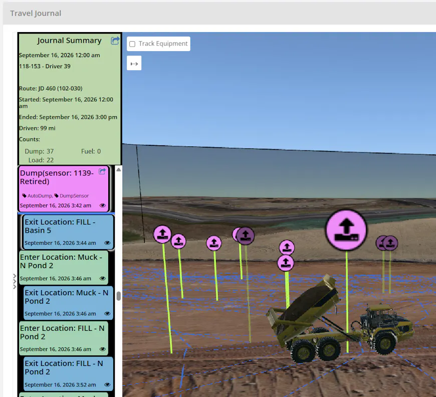 3D model of dump truck on earthworks site 