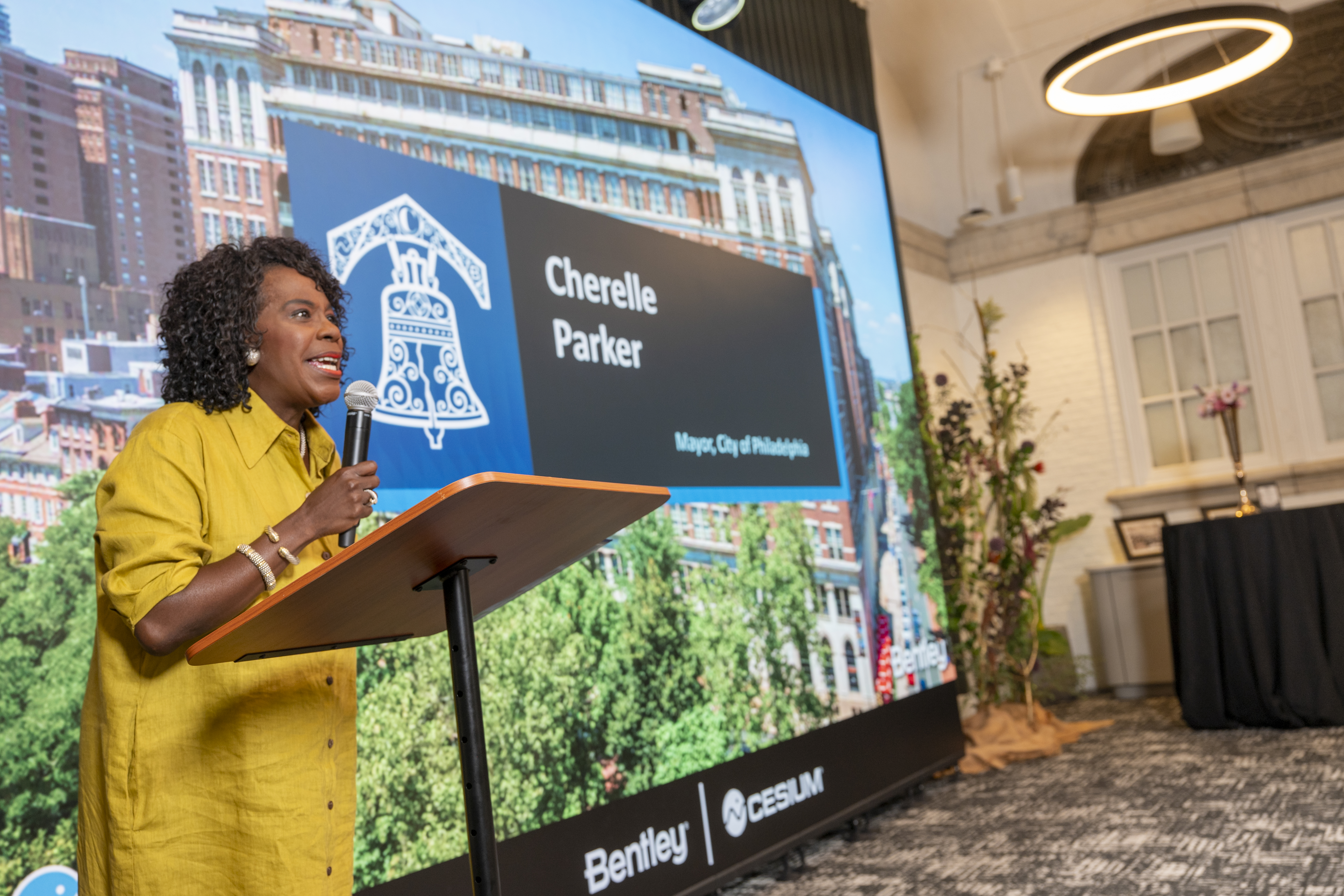 Philadelphia Mayor Cherelle Parker addresses the crowd