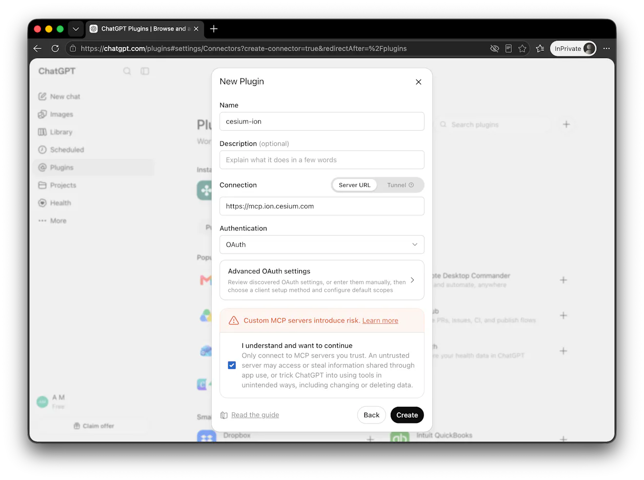 ChatGPT form to create app