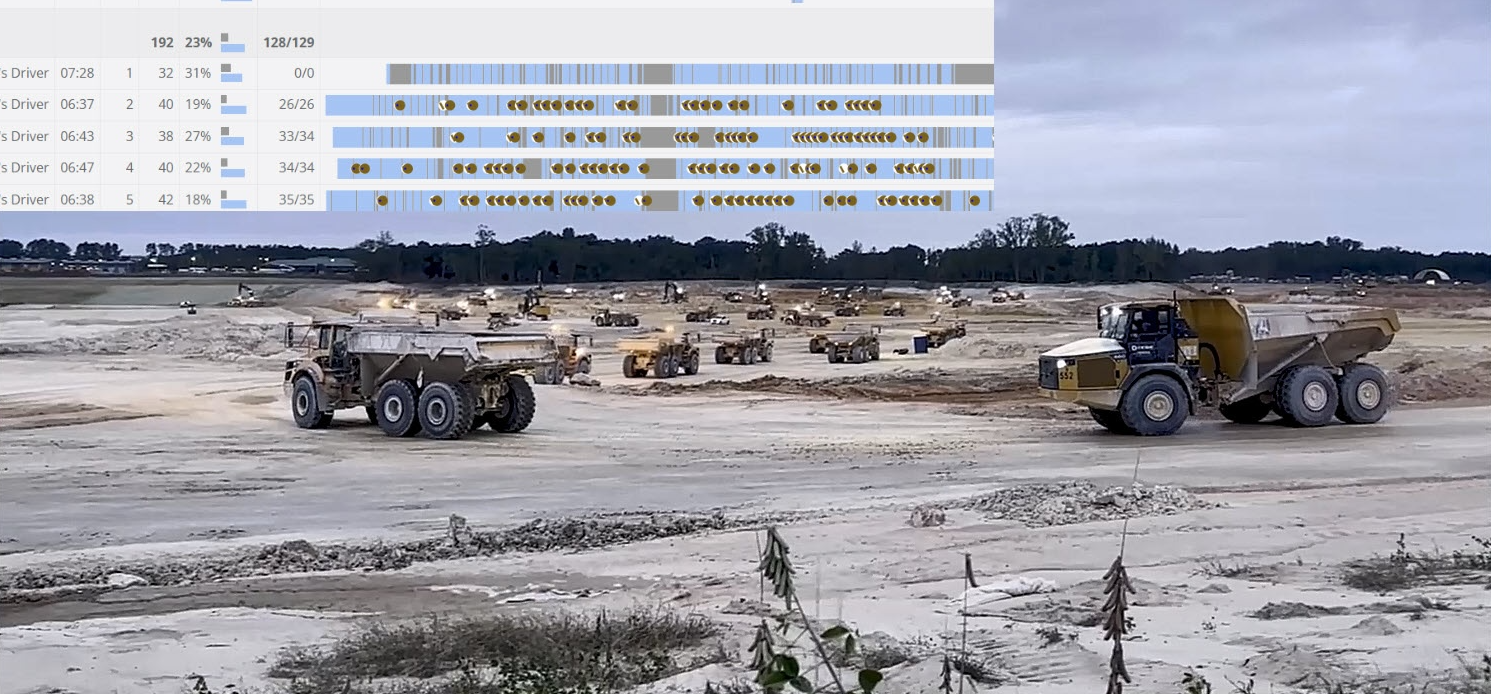 Trucks on an earthworks site