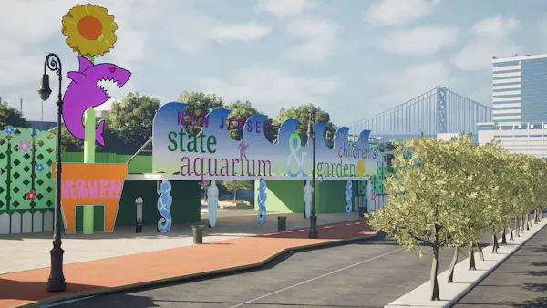 Rendering of aquarium in Camden digital twin built by Hopeworks in Cesium for Unreal