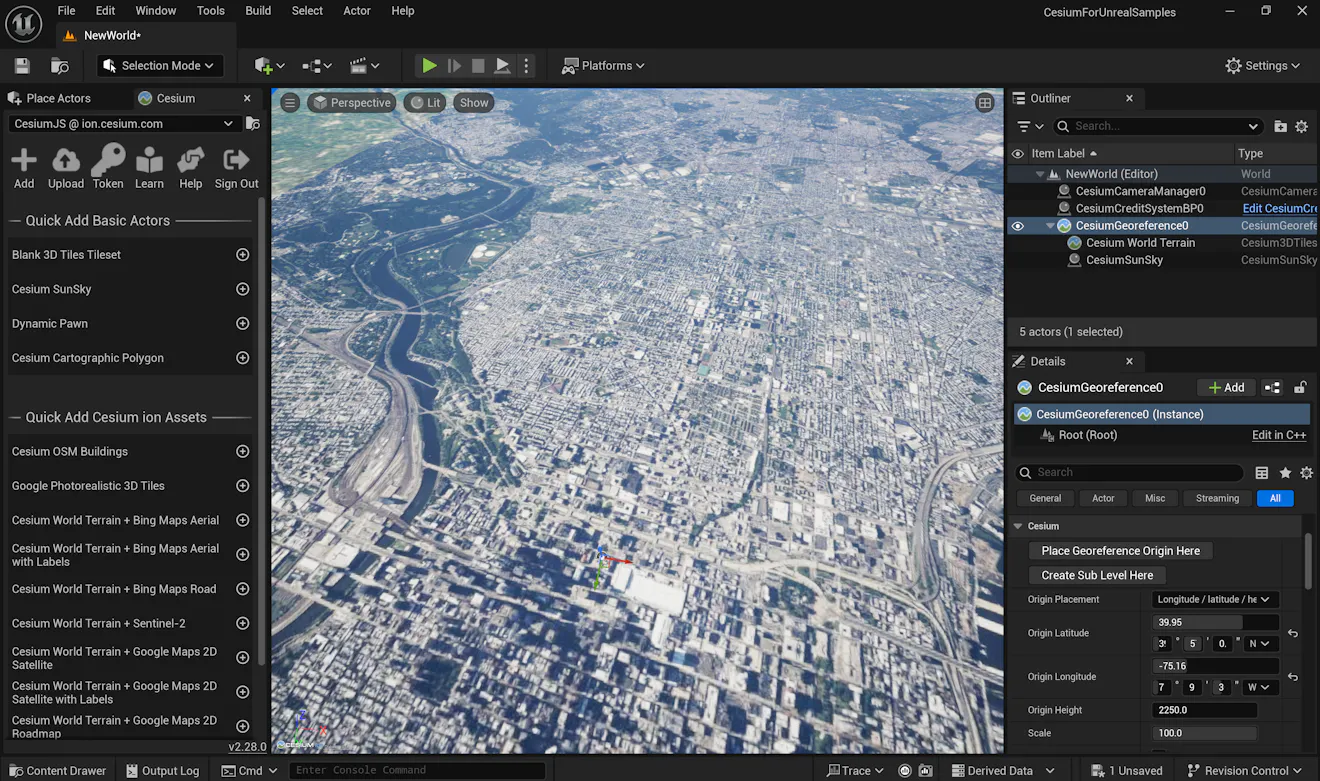 Unreal engine screen center of level, City of Philadelphia