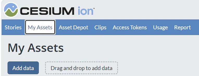 The add data button on the My Assets page