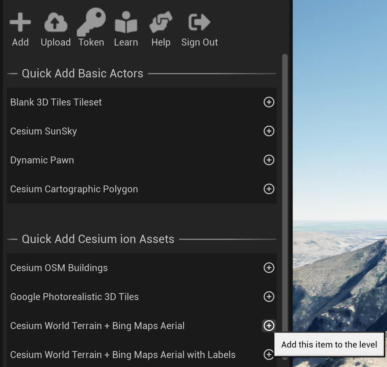 Create new Unreal level panels