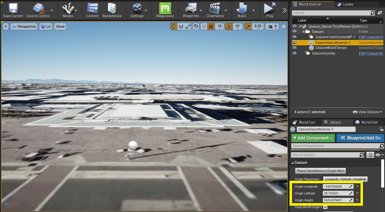 Cesium for Unreal controllers denverGeoreferenceLocation