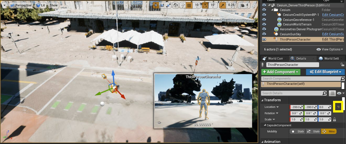 Cesium for Unreal controllers resetTransform