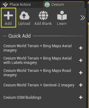 Cesium for Unreal photogrammetry add button