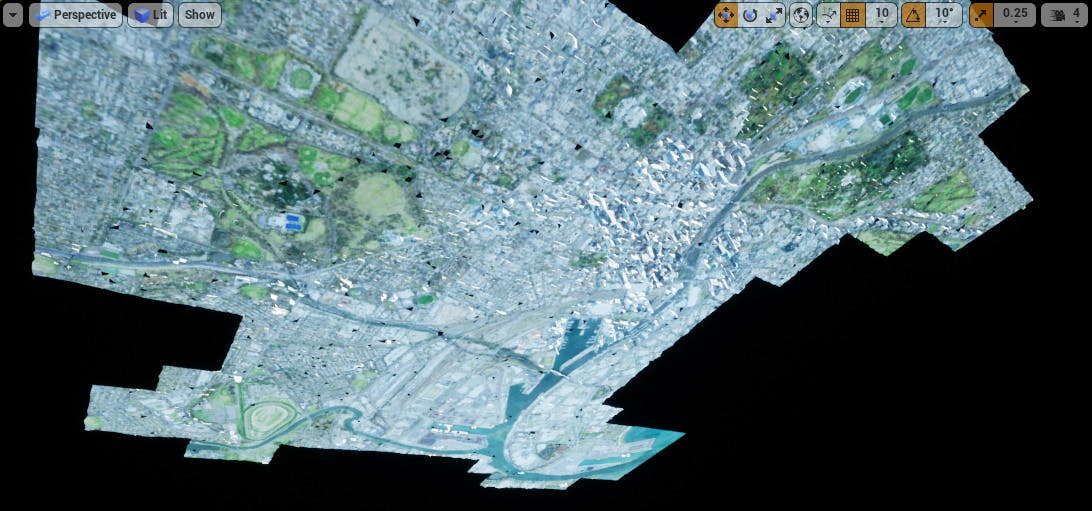 Cesium for Unreal photogrammetry zoomed to melbourne