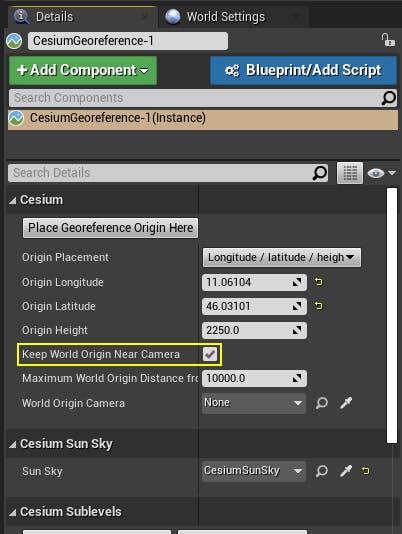 Cesium for Unreal placing disable rebasing